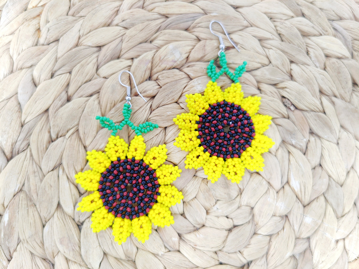 BEADED SUNFLOWER EARRINGS