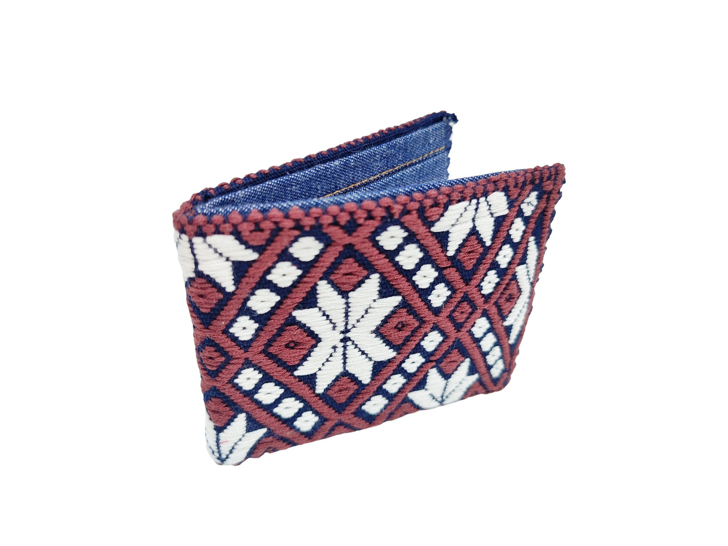 EMBROIDERED DENIM WALLET