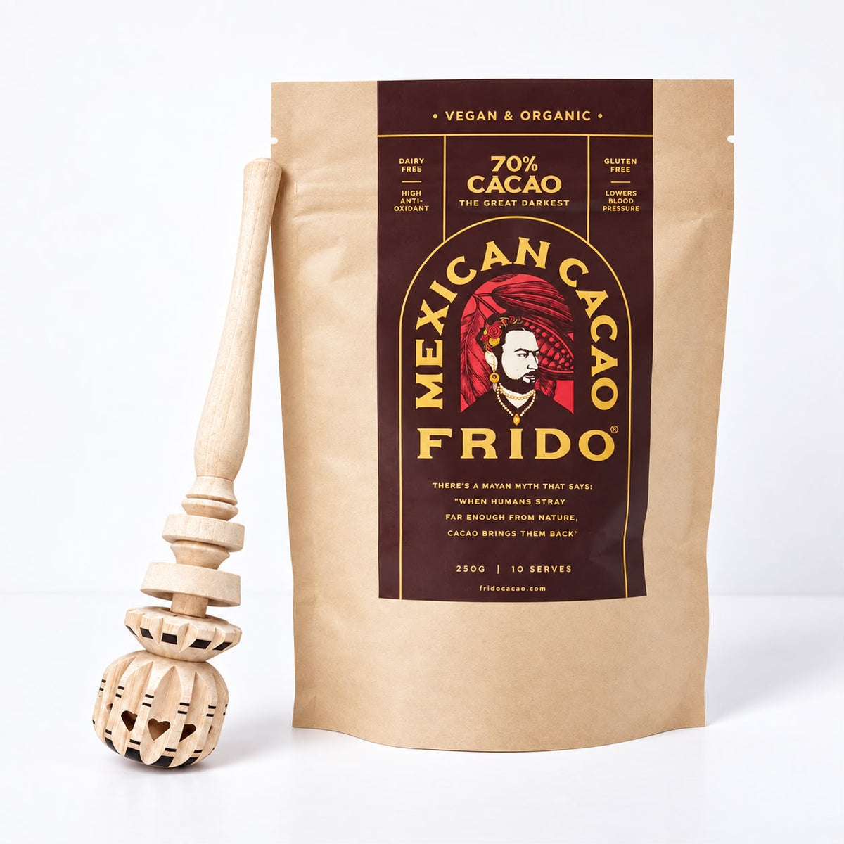 FRIDO CACAO 70% PACK WITH WOOD MOLINILLO