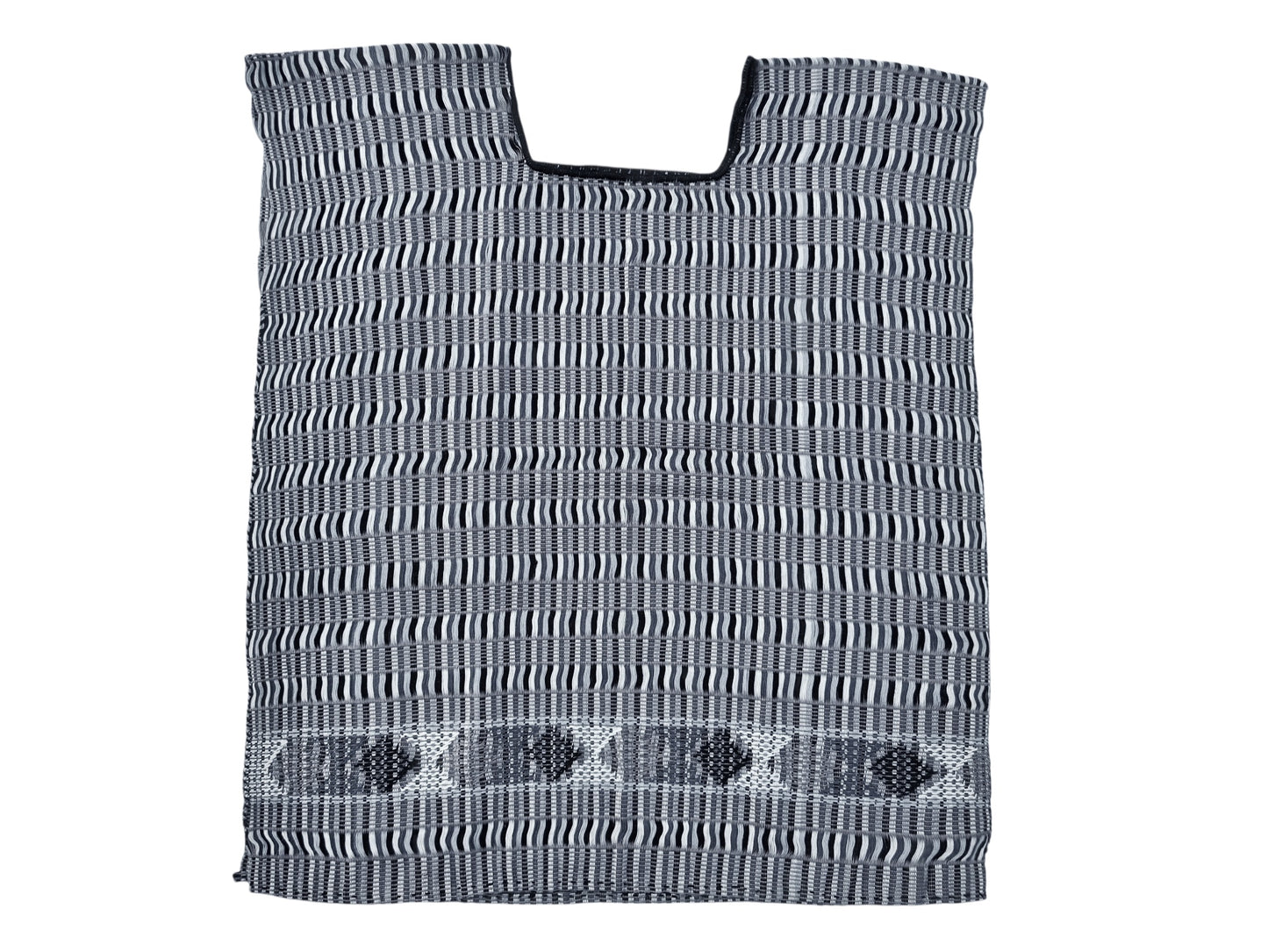 MEXICAN WAIST LOOM CRAFTED WOVEN LINES HUIPIL