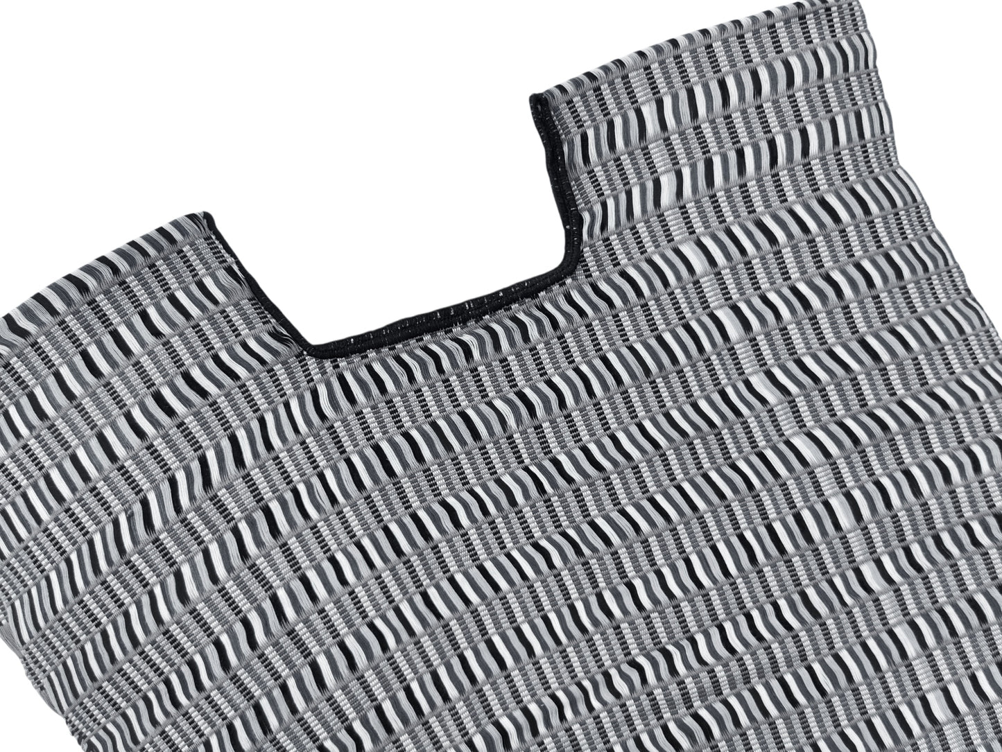 MEXICAN WAIST LOOM CRAFTED WOVEN LINES HUIPIL