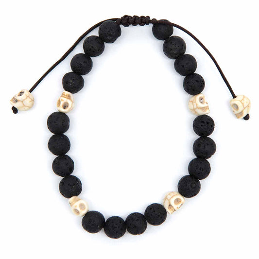 SKULL LAVA STONE BRACELET